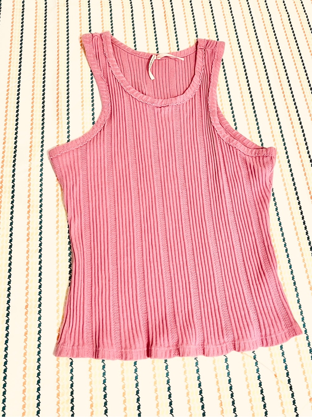 Anthropologie Pink Ribbed Tank Top